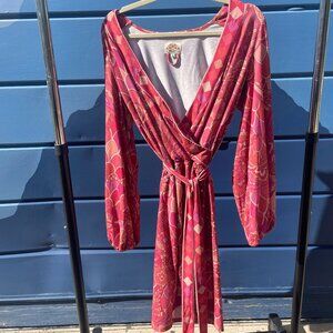 Nine Lives Bazaar Magenta Ziggy Wrap Mini Dress AU 10